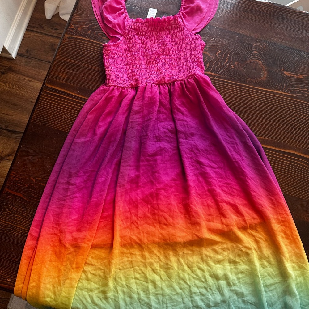 Justice Girls Pink to Yellow Ombre Tie-Dye Sundress